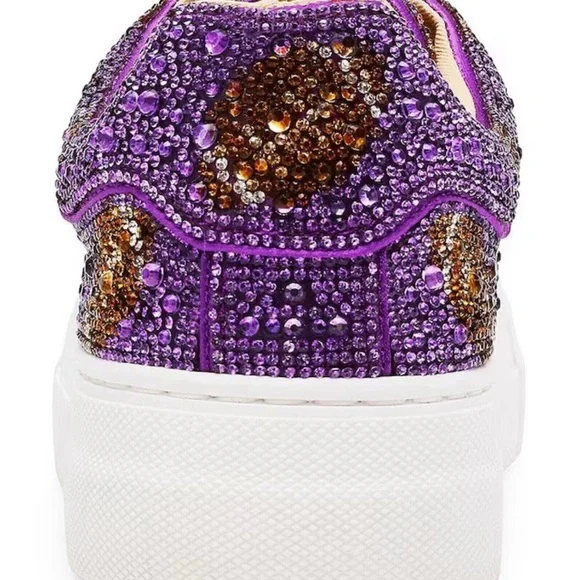 Blue by Betsey Johnson Sidny Football Print Rhinestone Platform Sneakers - Picture 6 of 6